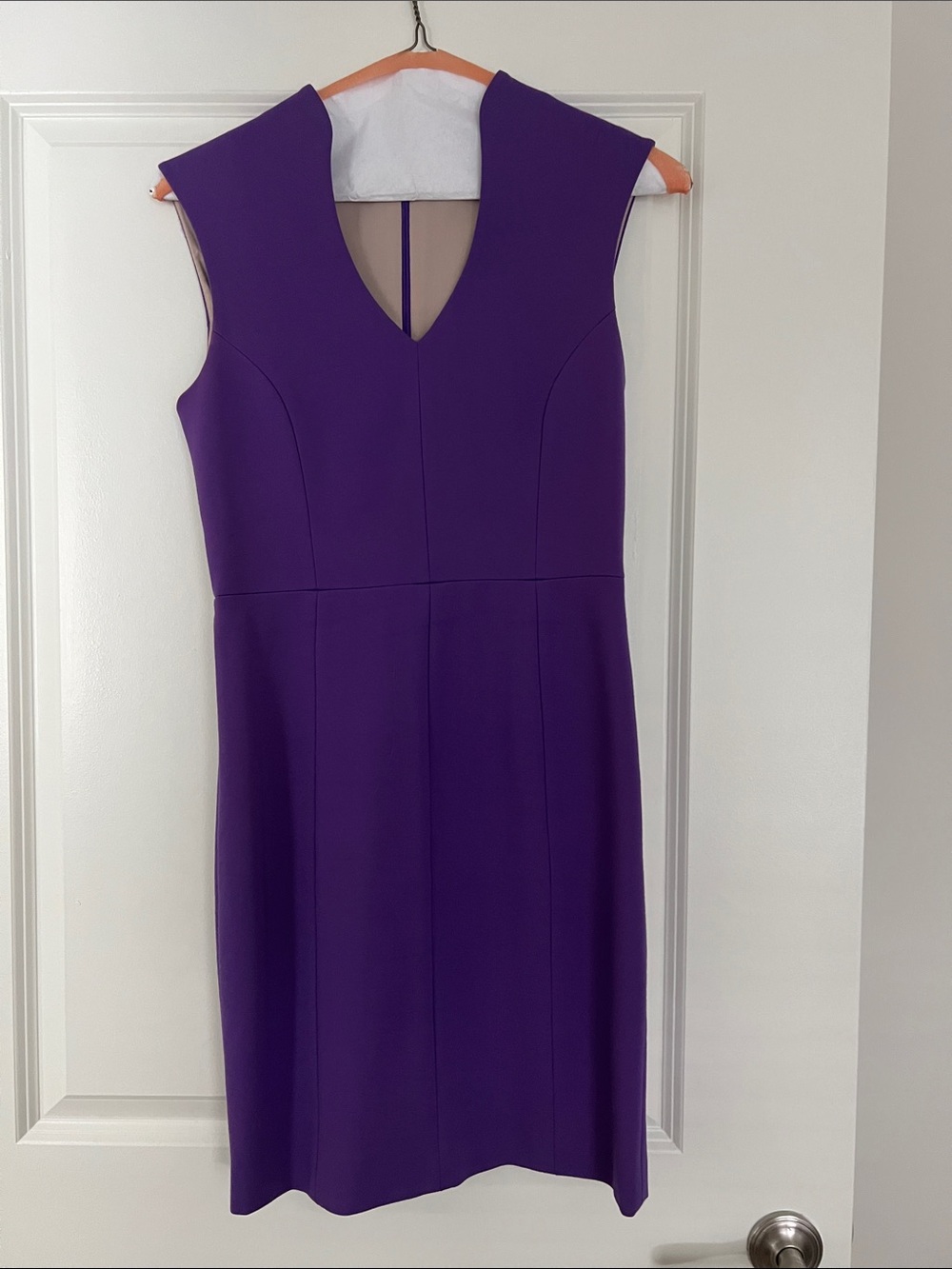 Classic V-Neck Purple Sheath Dress